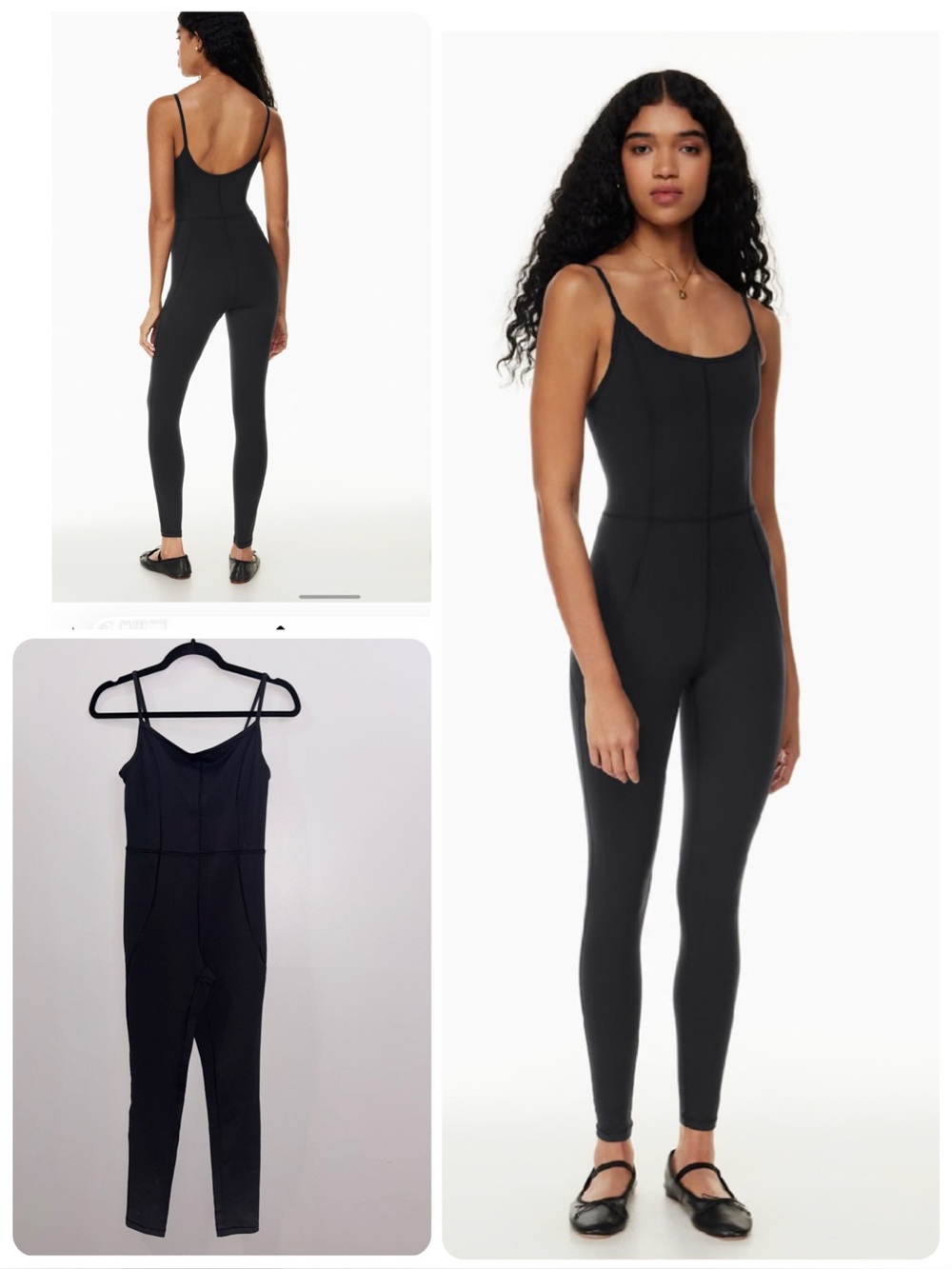 Aritzia Le Fou Wilfred Pointe Jumpsuit Black Squareneck Long Bodysuit Size Small
